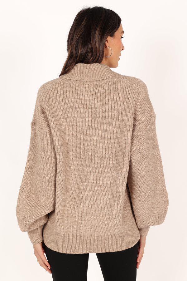 Petal and Pup USA KNITWEAR Carly Collar Knit Sweater - Oatmeal