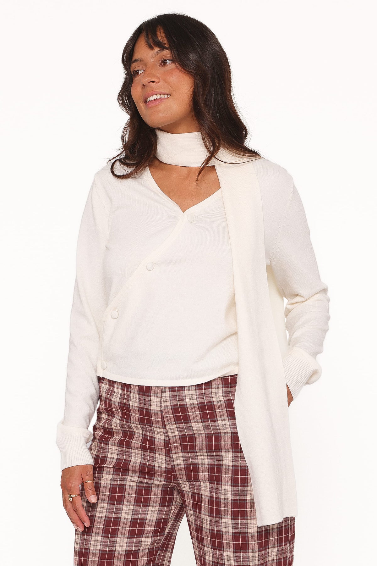 Petal and Pup USA KNITWEAR Cassinda Scarf Cardigan - Cream
