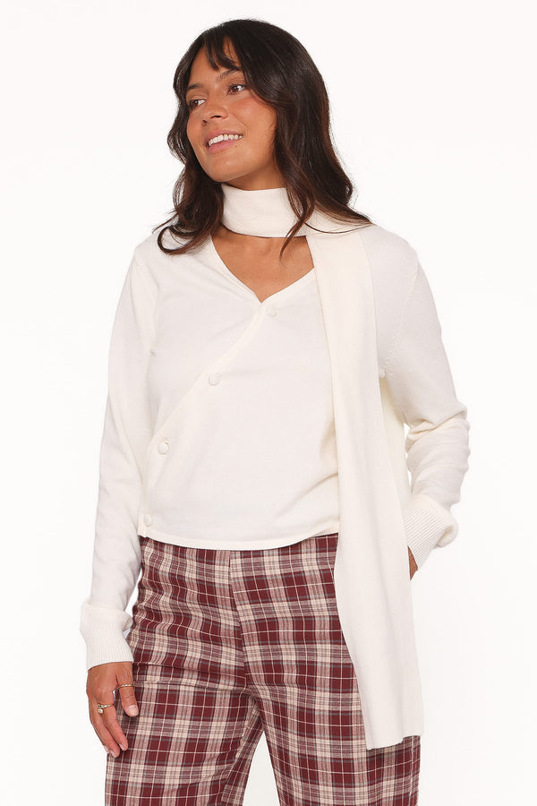 Petal and Pup USA KNITWEAR Cassinda Scarf Cardigan - Cream