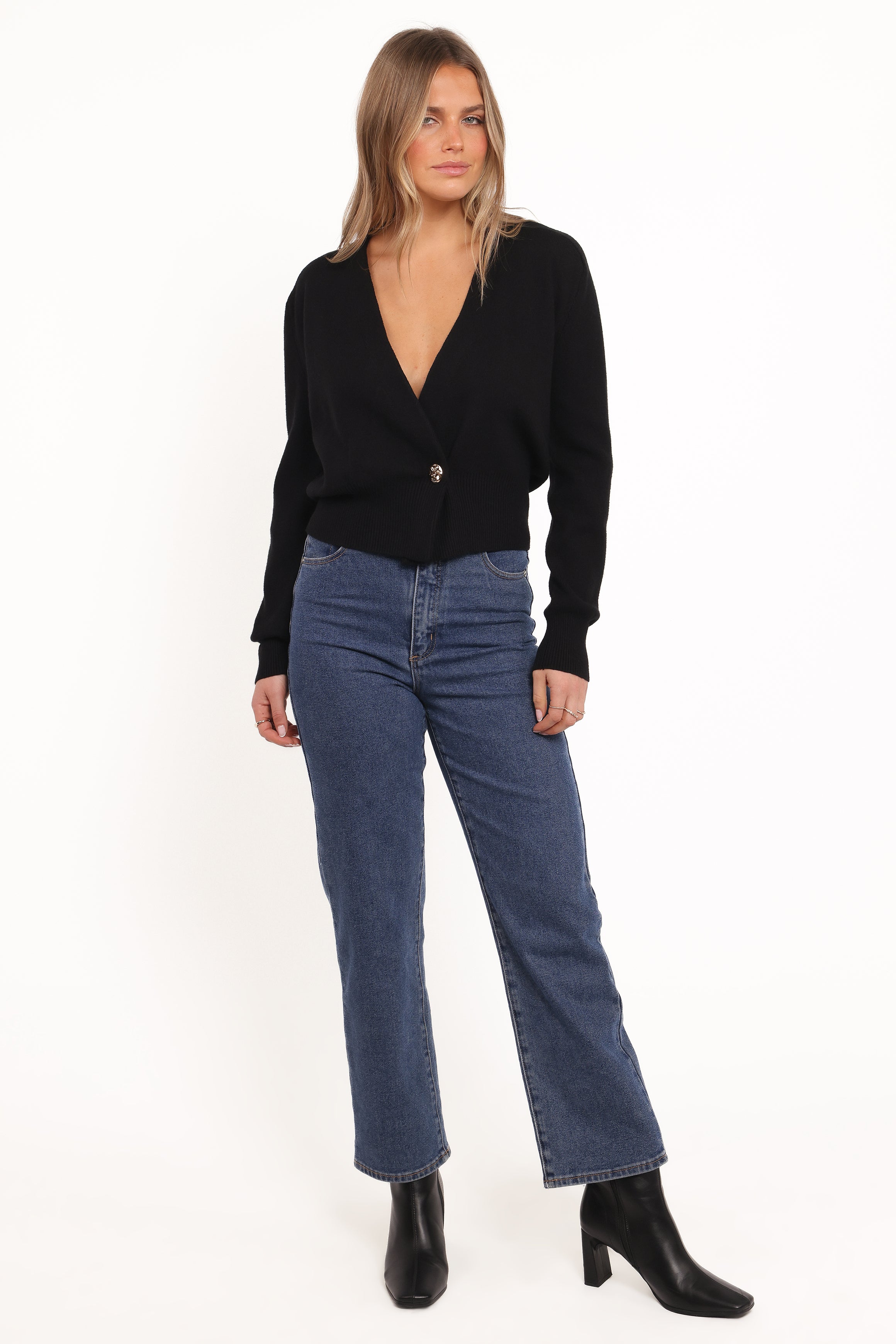 Petal and Pup USA KNITWEAR Caterina Button Cardigan - Black