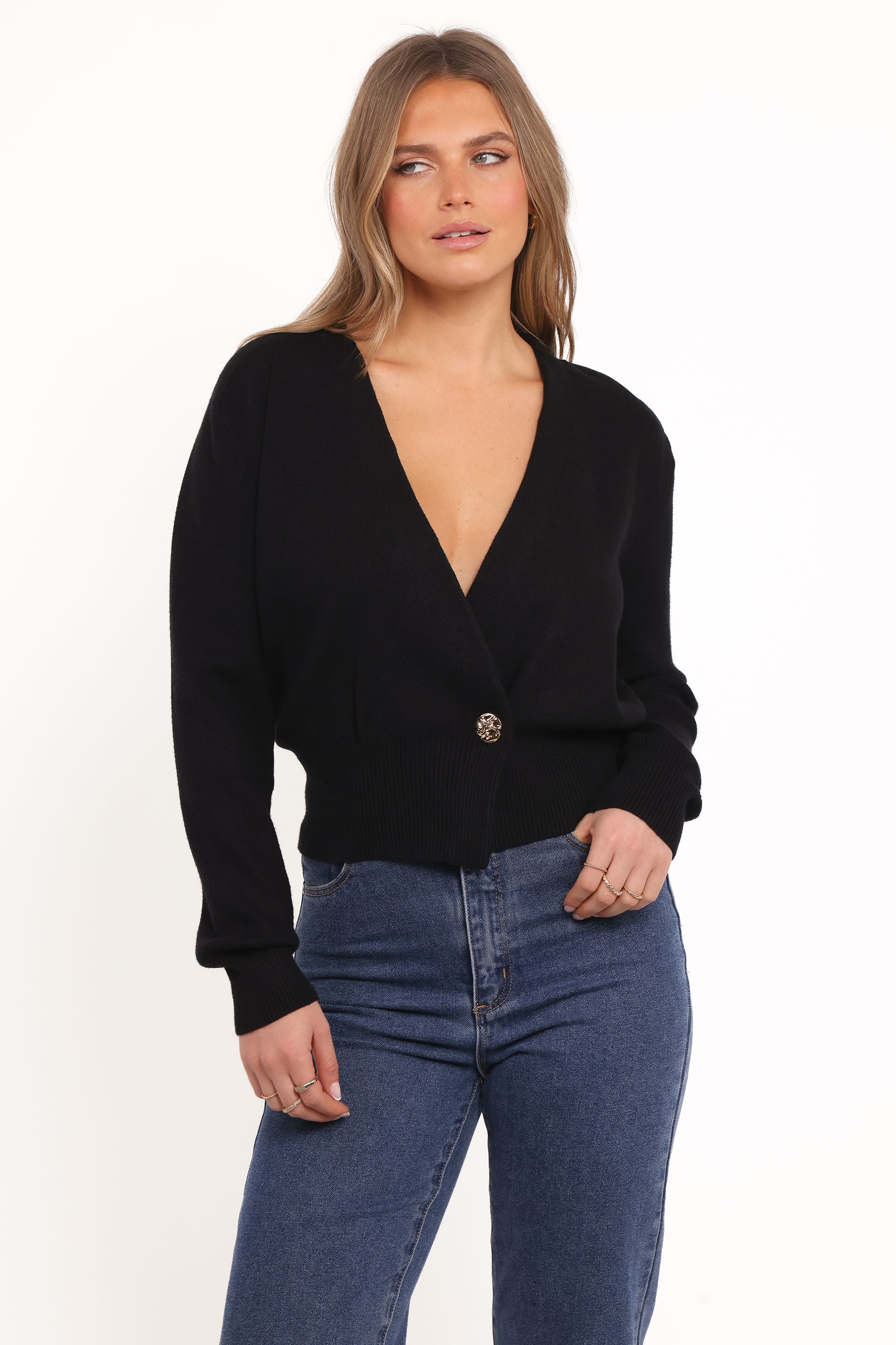 Caterina Button Cardigan - Black | Petal & Pup USA