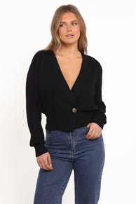 Petal and Pup USA KNITWEAR Caterina Button Cardigan - Black