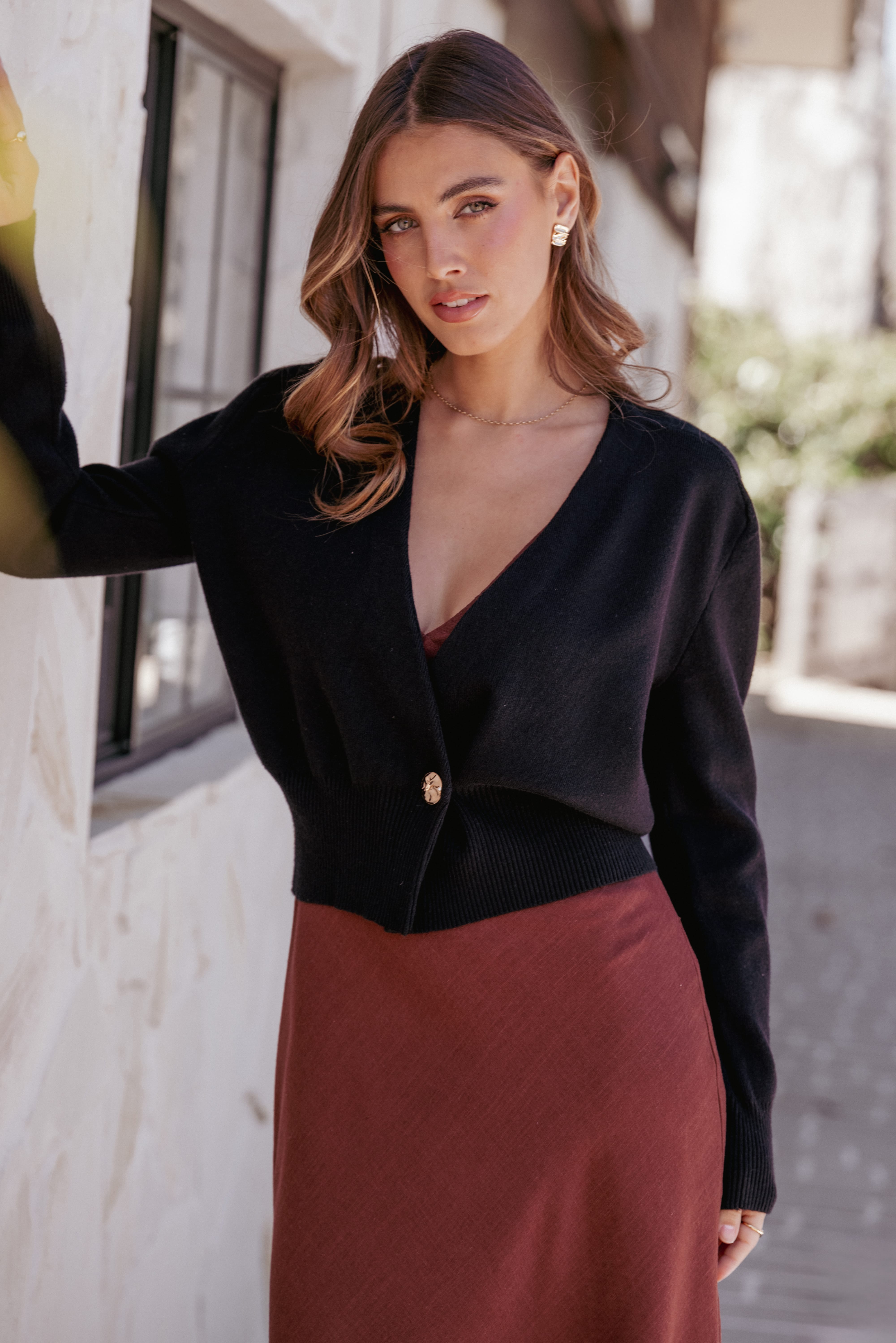 Caterina Button Cardigan - Black | Petal & Pup USA