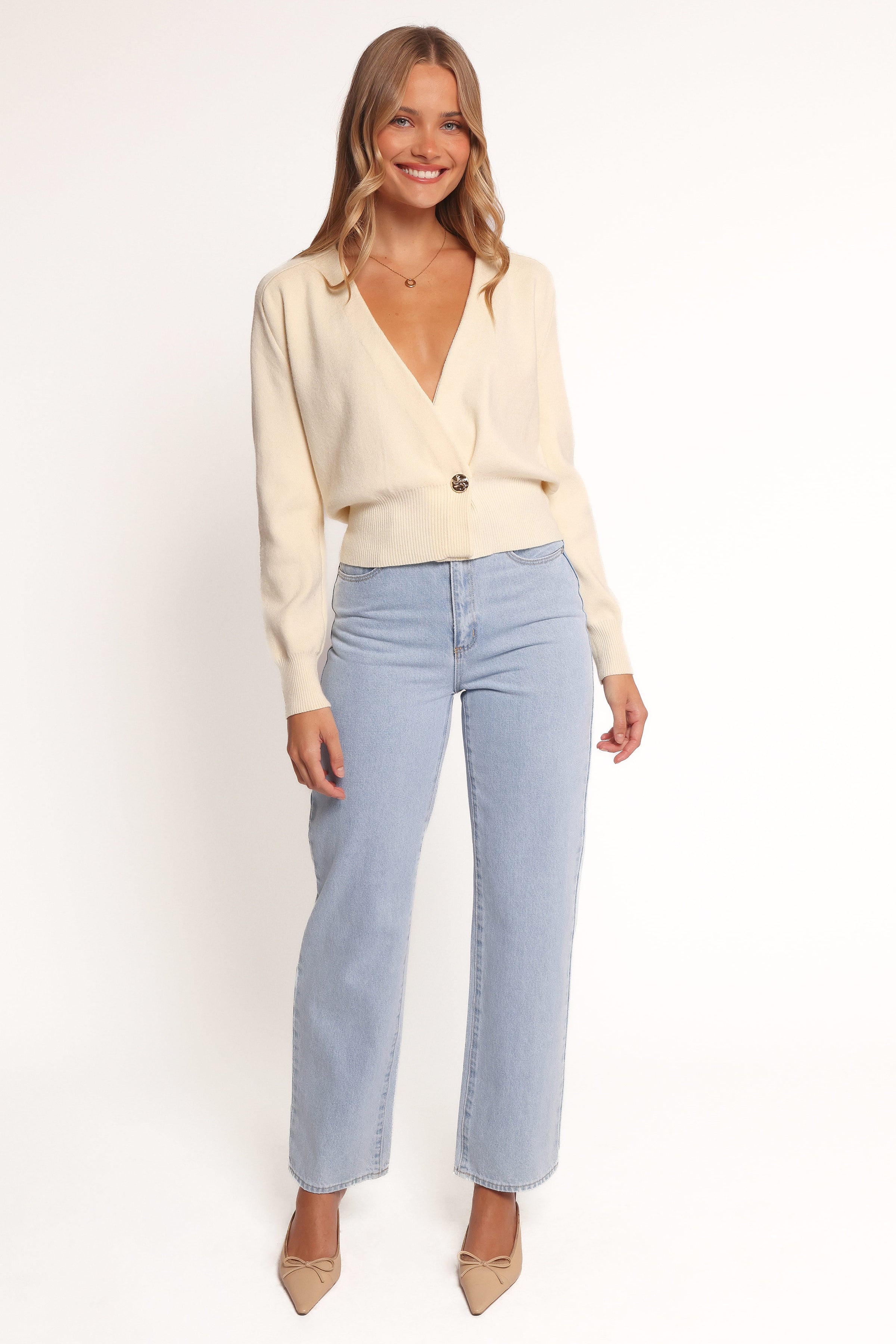 Petal and Pup USA KNITWEAR Caterina Button Cardigan - Cream