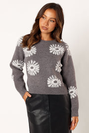 Petal and Pup USA KNITWEAR Chandler Knit Sweater - Grey White
