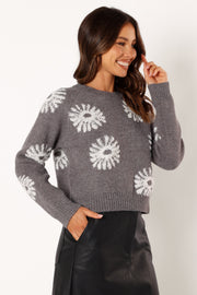 Petal and Pup USA KNITWEAR Chandler Knit Sweater - Grey White