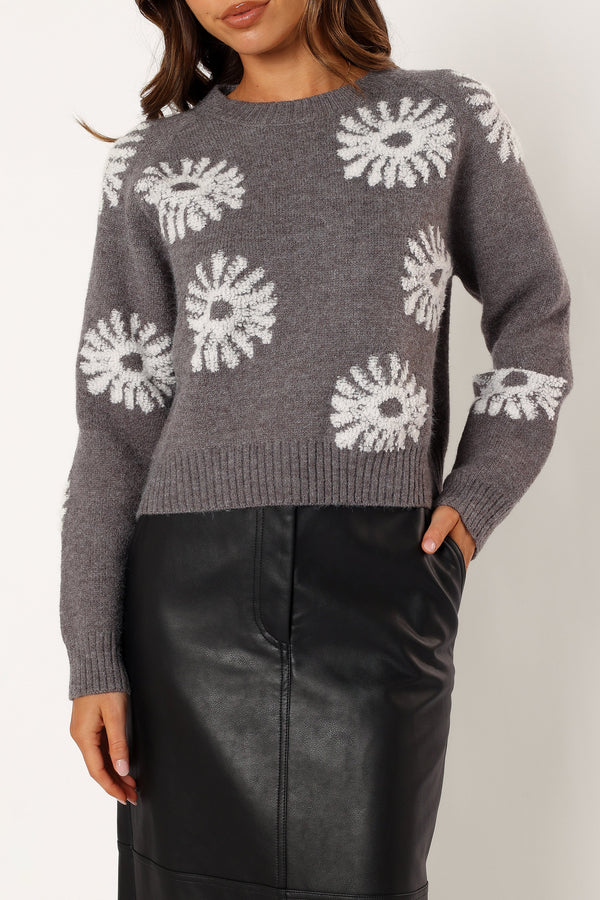 Petal and Pup USA KNITWEAR Chandler Knit Sweater - Grey White