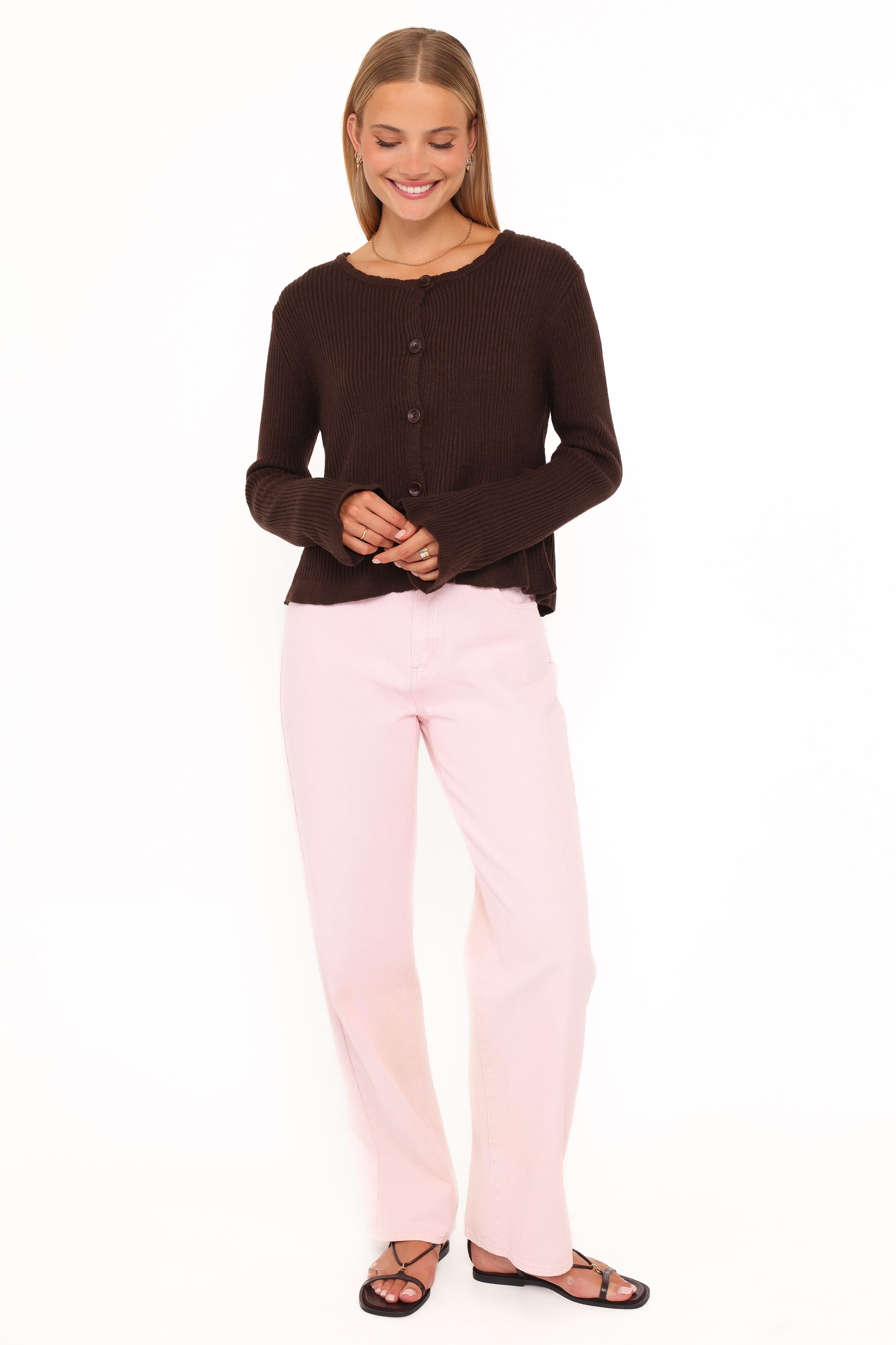 Petal and Pup USA KNITWEAR Charmer Cardigan - Brown