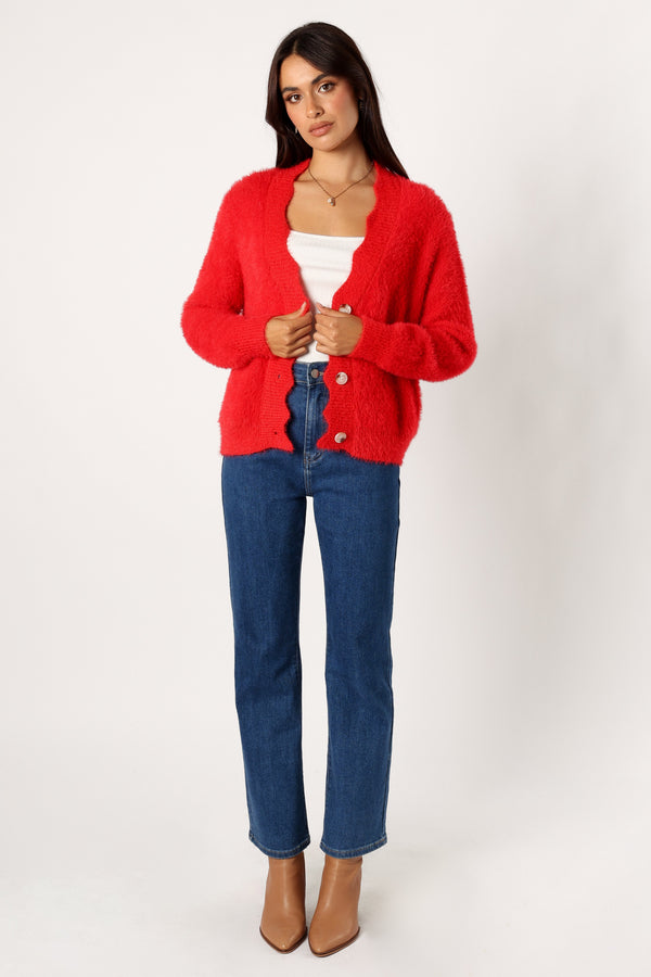 Petal and Pup USA KNITWEAR Clara Cardigan - Red