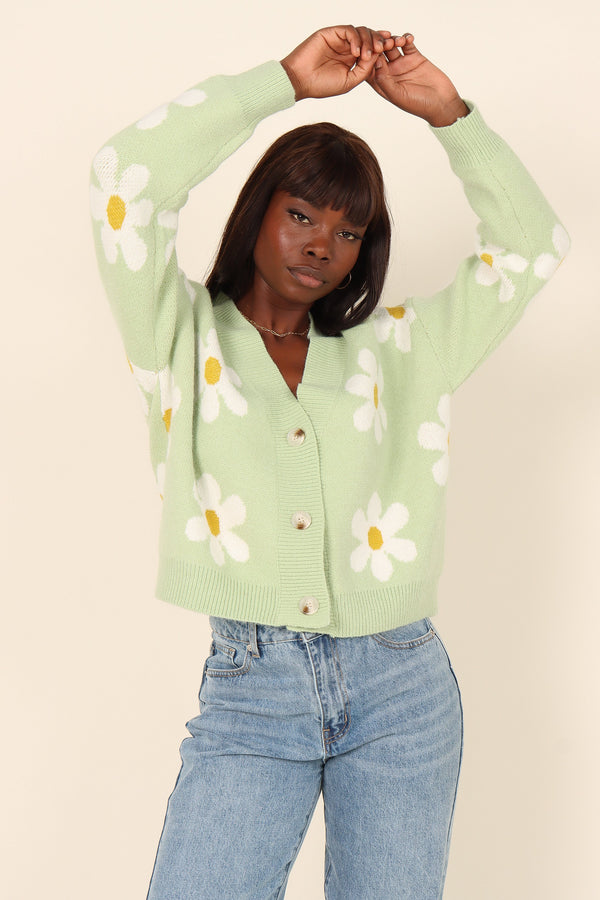 Petal and Pup USA KNITWEAR Daisy Cardigan - Green