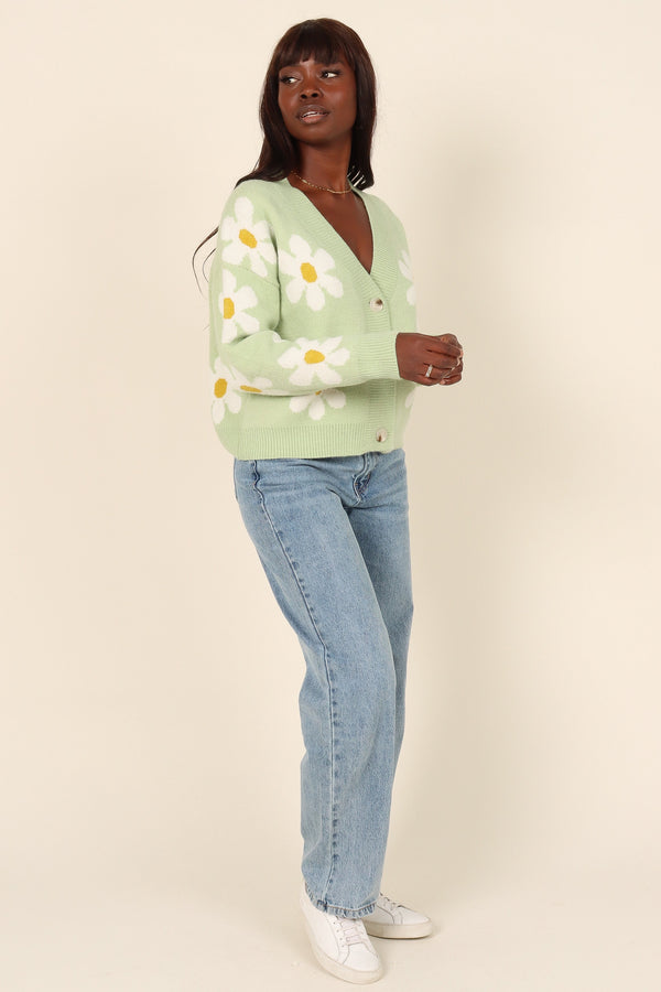 Petal and Pup USA KNITWEAR Daisy Cardigan - Green