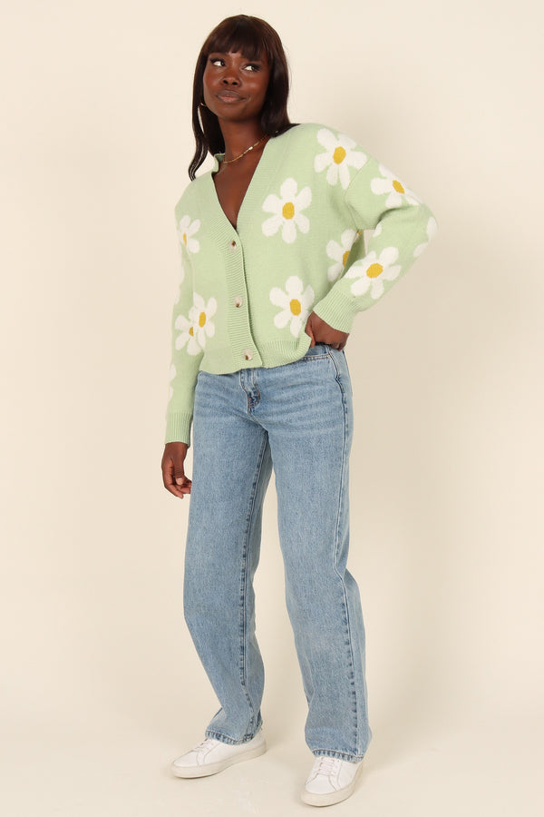 Petal and Pup USA KNITWEAR Daisy Cardigan - Green