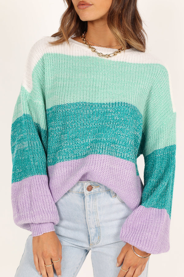 Petal and Pup USA KNITWEAR Danielle Knit Sweater - Lilac Stripe