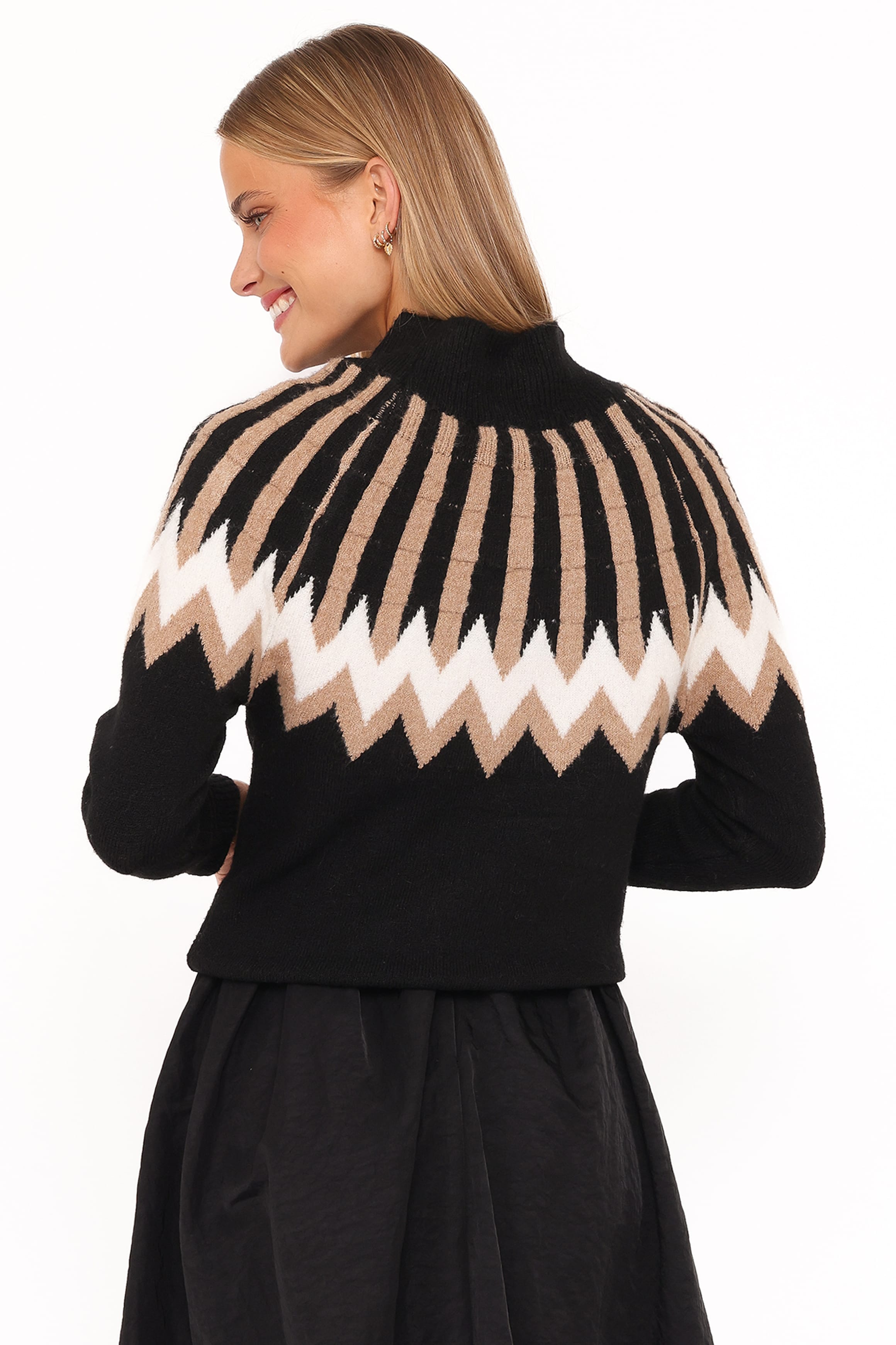 Petal and Pup USA KNITWEAR Donner Fairisle Mockneck Sweater - Black