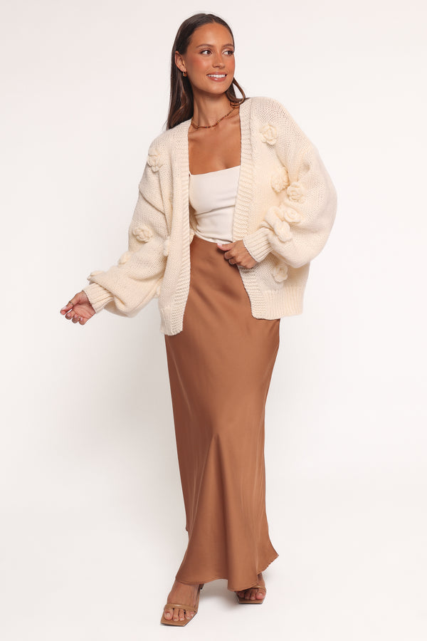 Petal and Pup USA KNITWEAR Doralee Rose Cardigan - Cream