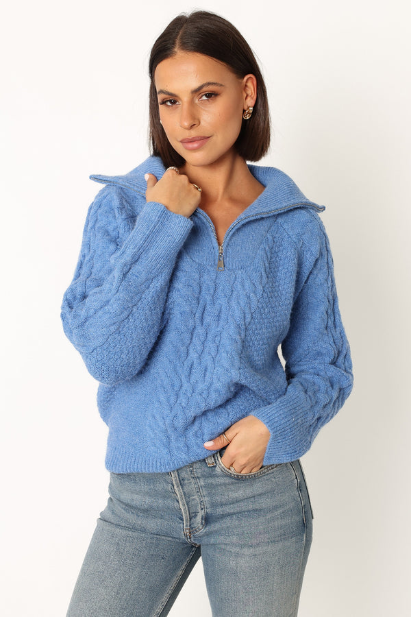 Petal and Pup USA KNITWEAR Ebony Knit Sweater - Blue