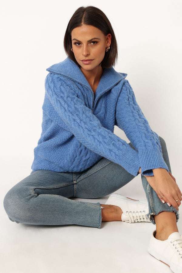 Petal and Pup USA KNITWEAR Ebony Knit Sweater - Blue