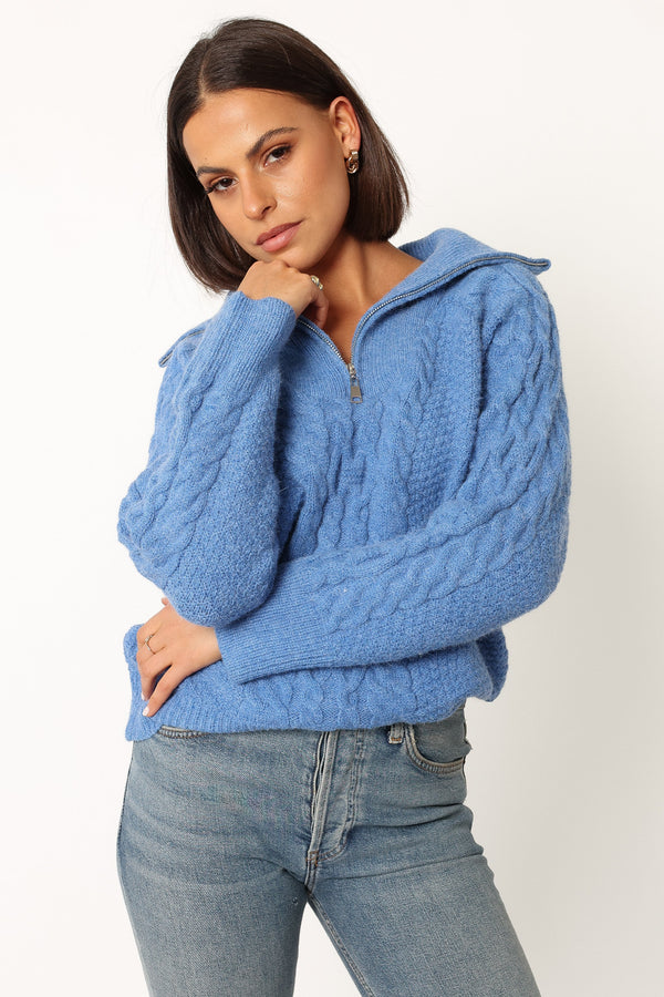 Petal and Pup USA KNITWEAR Ebony Knit Sweater - Blue