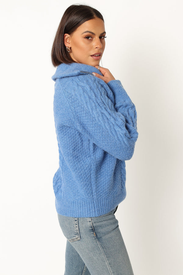 Petal and Pup USA KNITWEAR Ebony Knit Sweater - Blue