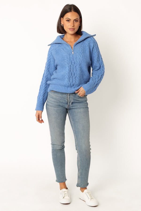 Petal and Pup USA KNITWEAR Ebony Knit Sweater - Blue