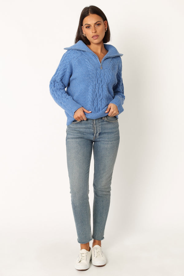 Petal and Pup USA KNITWEAR Ebony Knit Sweater - Blue