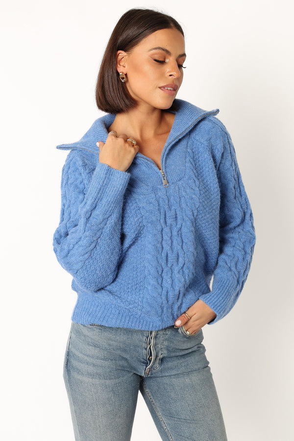 Petal and Pup USA KNITWEAR Ebony Knit Sweater - Blue