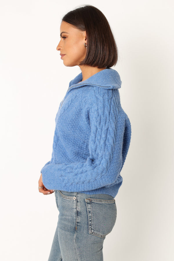 Petal and Pup USA KNITWEAR Ebony Knit Sweater - Blue