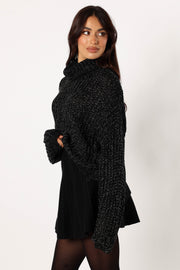 Petal and Pup USA KNITWEAR Eleanor Lurex Shine Knit Sweater - Black