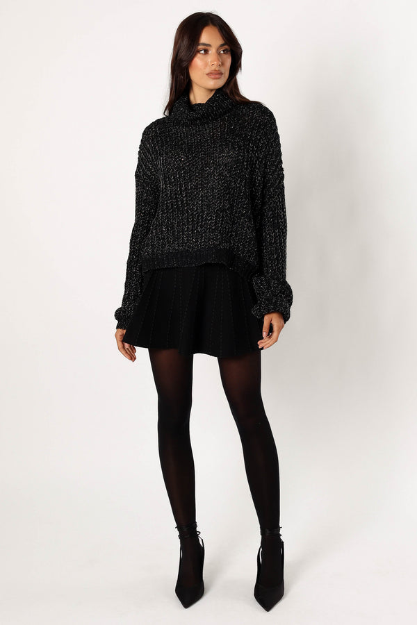 Petal and Pup USA KNITWEAR Eleanor Lurex Shine Knit Sweater - Black