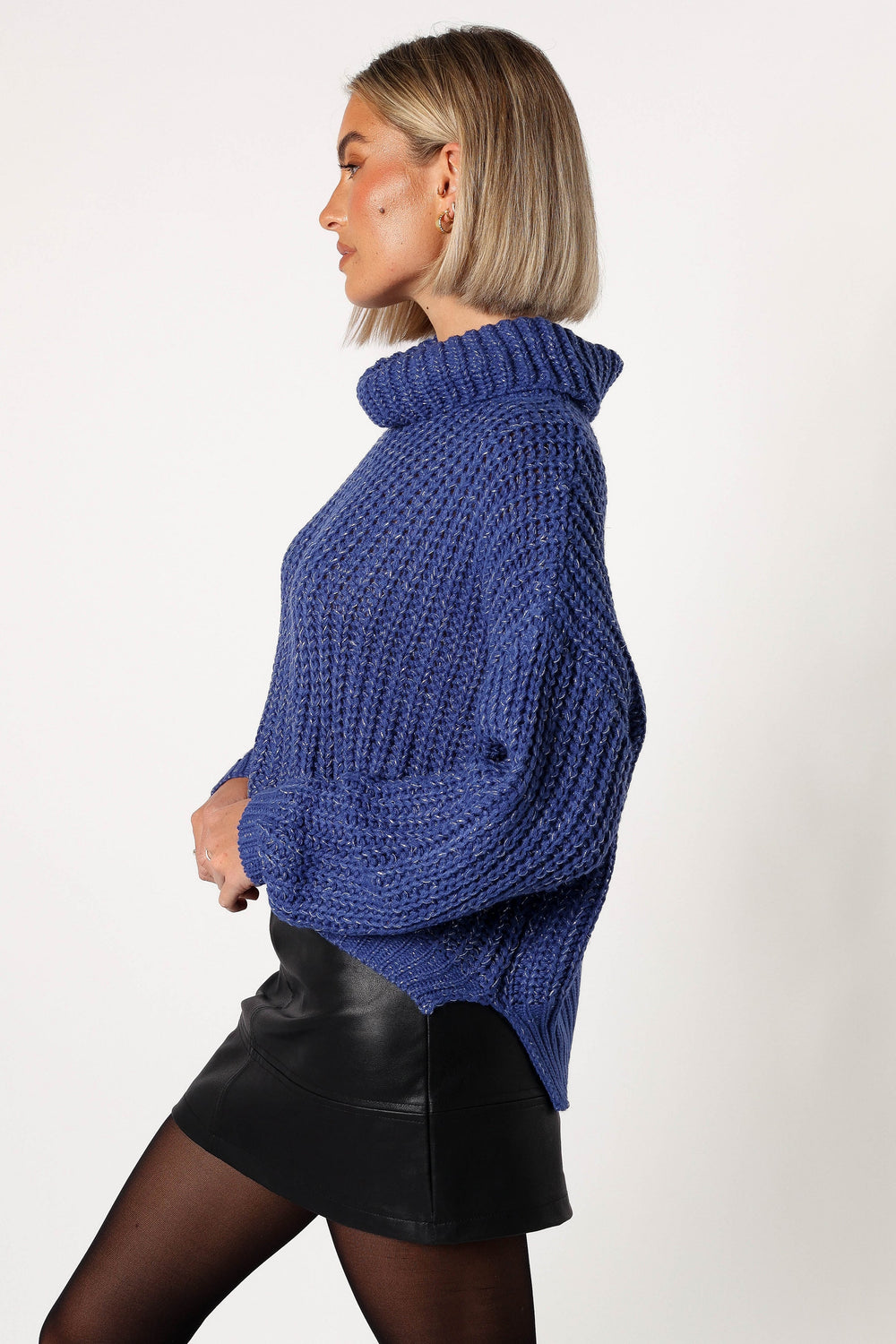 Petal and Pup USA KNITWEAR Eleanor Lurex Shine Knit Sweater - Blue