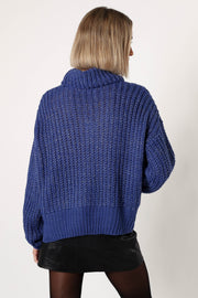 Petal and Pup USA KNITWEAR Eleanor Lurex Shine Knit Sweater - Blue