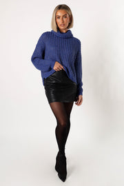 Petal and Pup USA KNITWEAR Eleanor Lurex Shine Knit Sweater - Blue