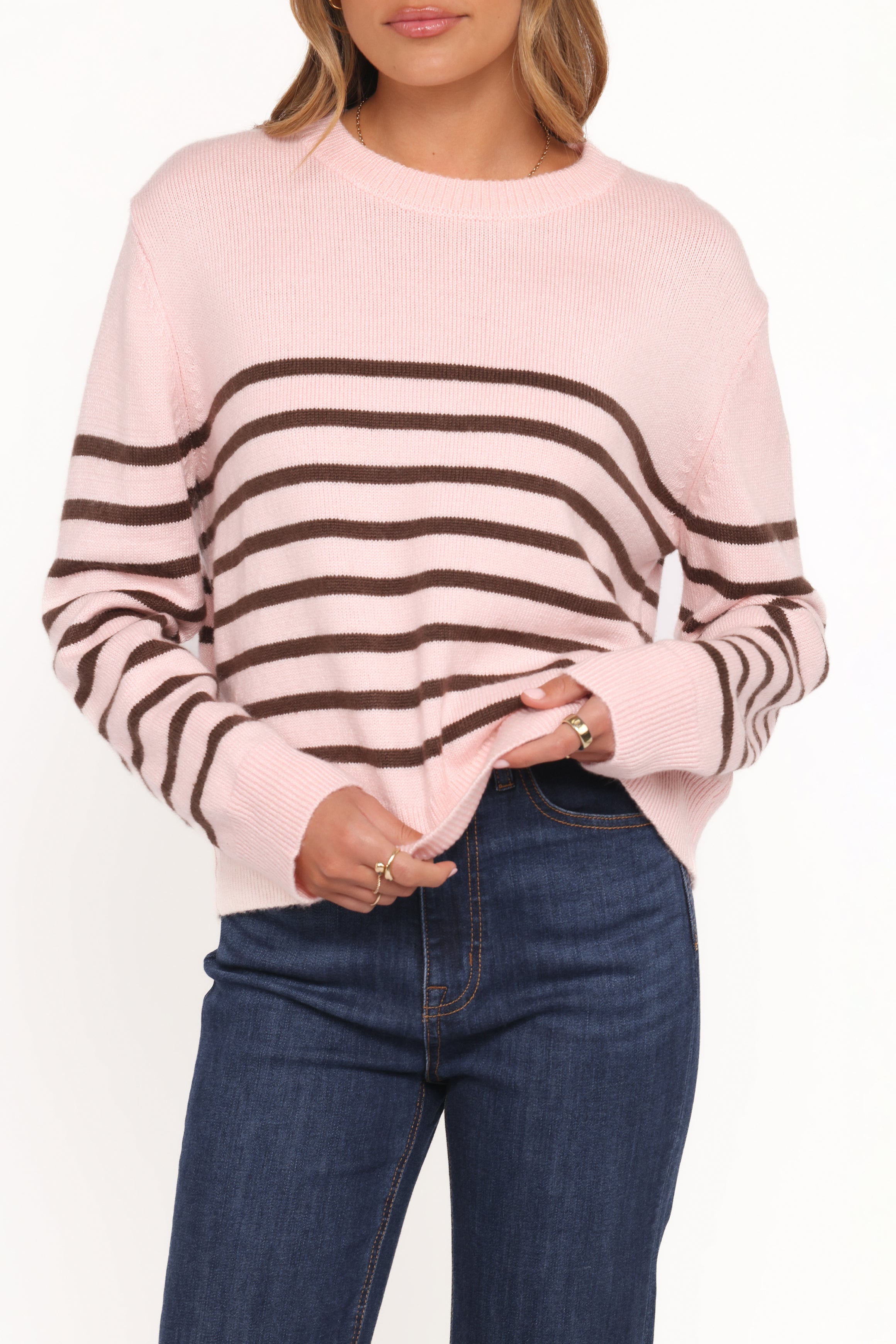 Petal and Pup USA KNITWEAR Eleanora Striped Knit Pullover Sweater - Pink