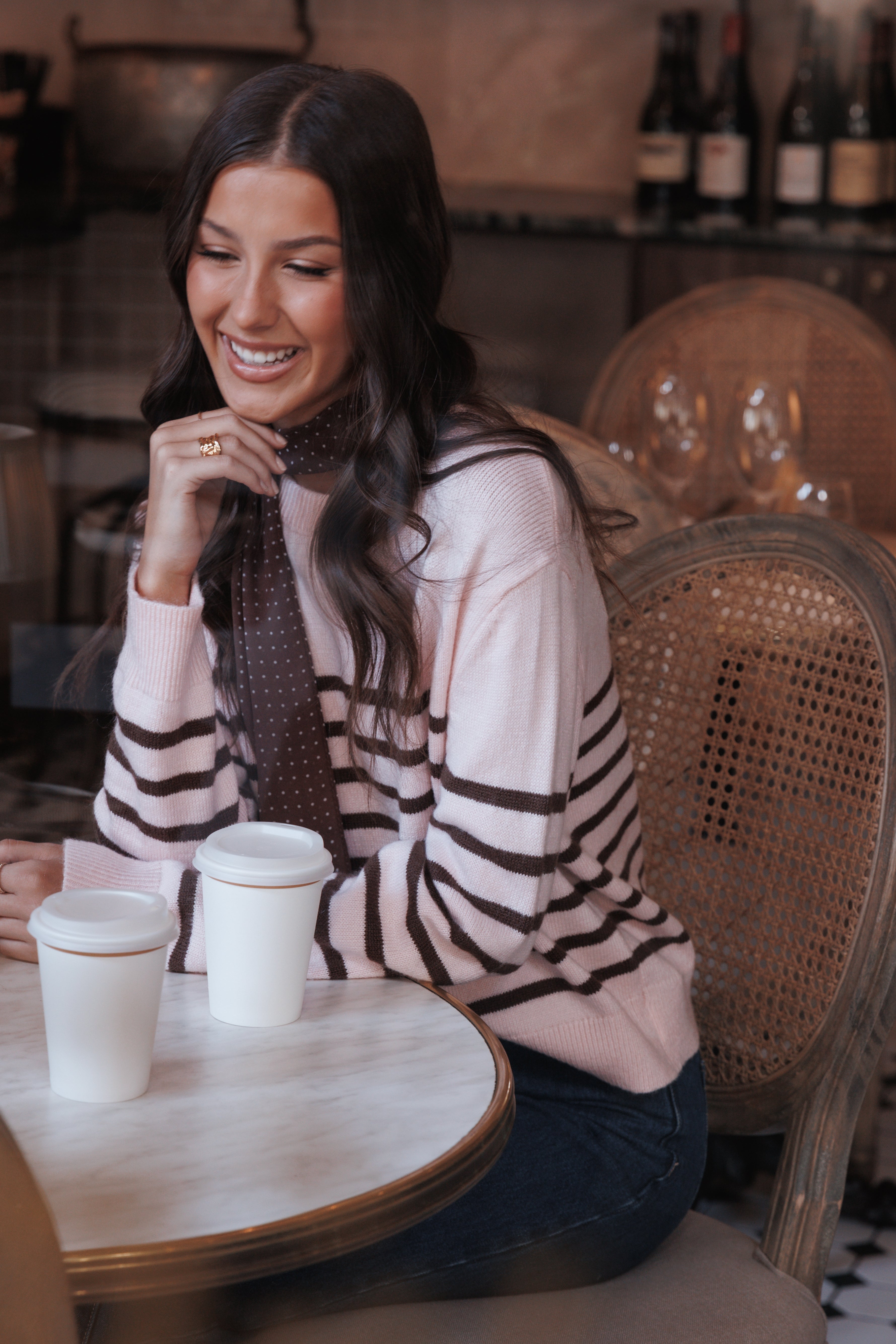 Petal and Pup USA KNITWEAR Eleanora Striped Knit Pullover Sweater - Pink