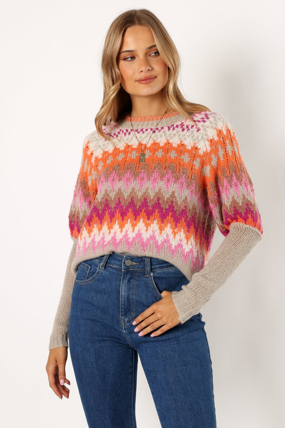 Emerson Fairisle Knit Sweater - Orange/Pink - Petal & Pup USA