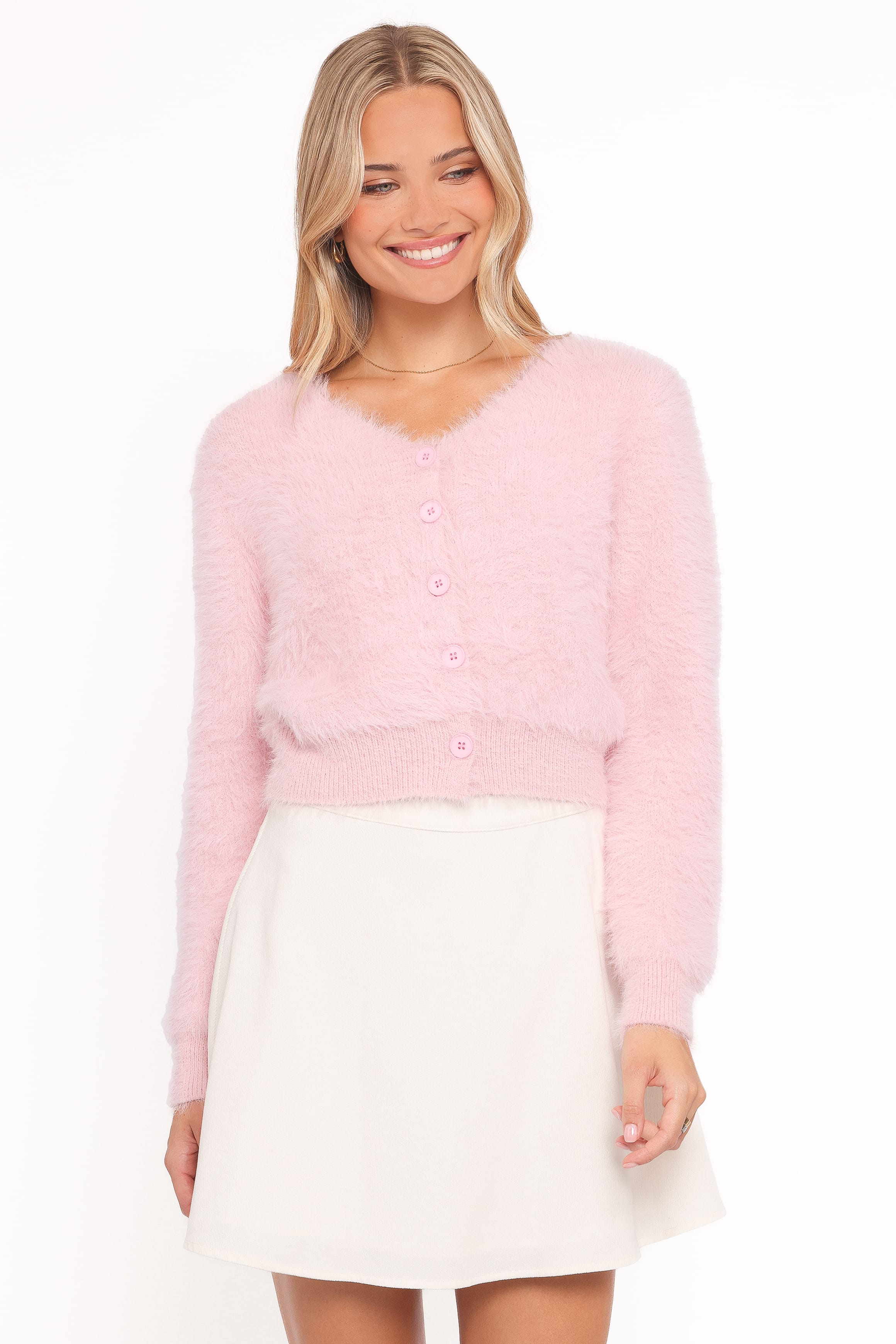 Petal and Pup USA KNITWEAR Evelin Cropped Cardigan - Pink