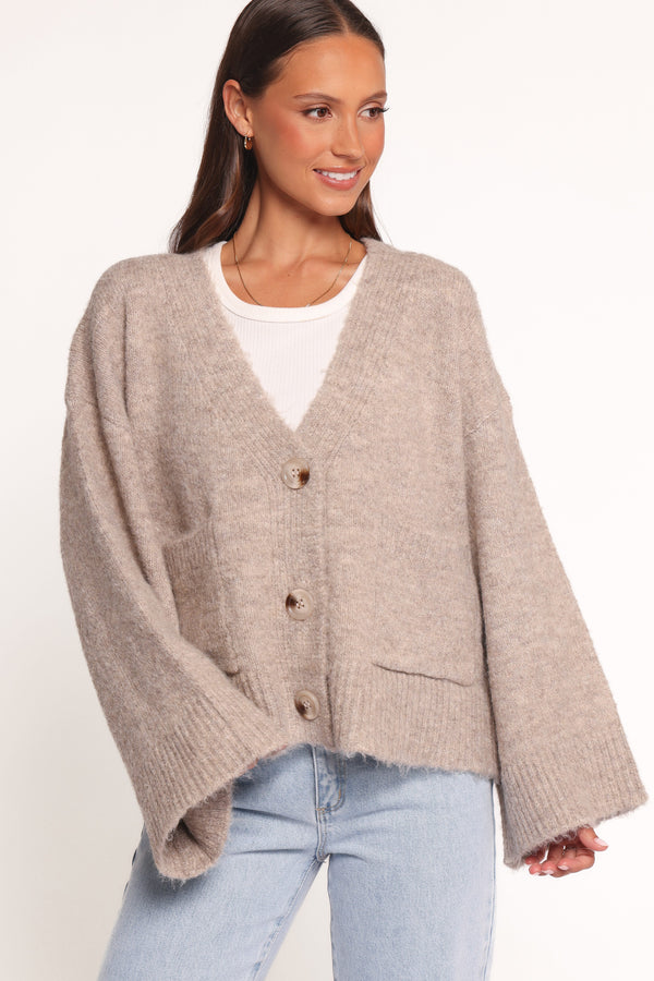 Petal and Pup USA KNITWEAR Fern Wide Sleeve Cardigan - Mushroom