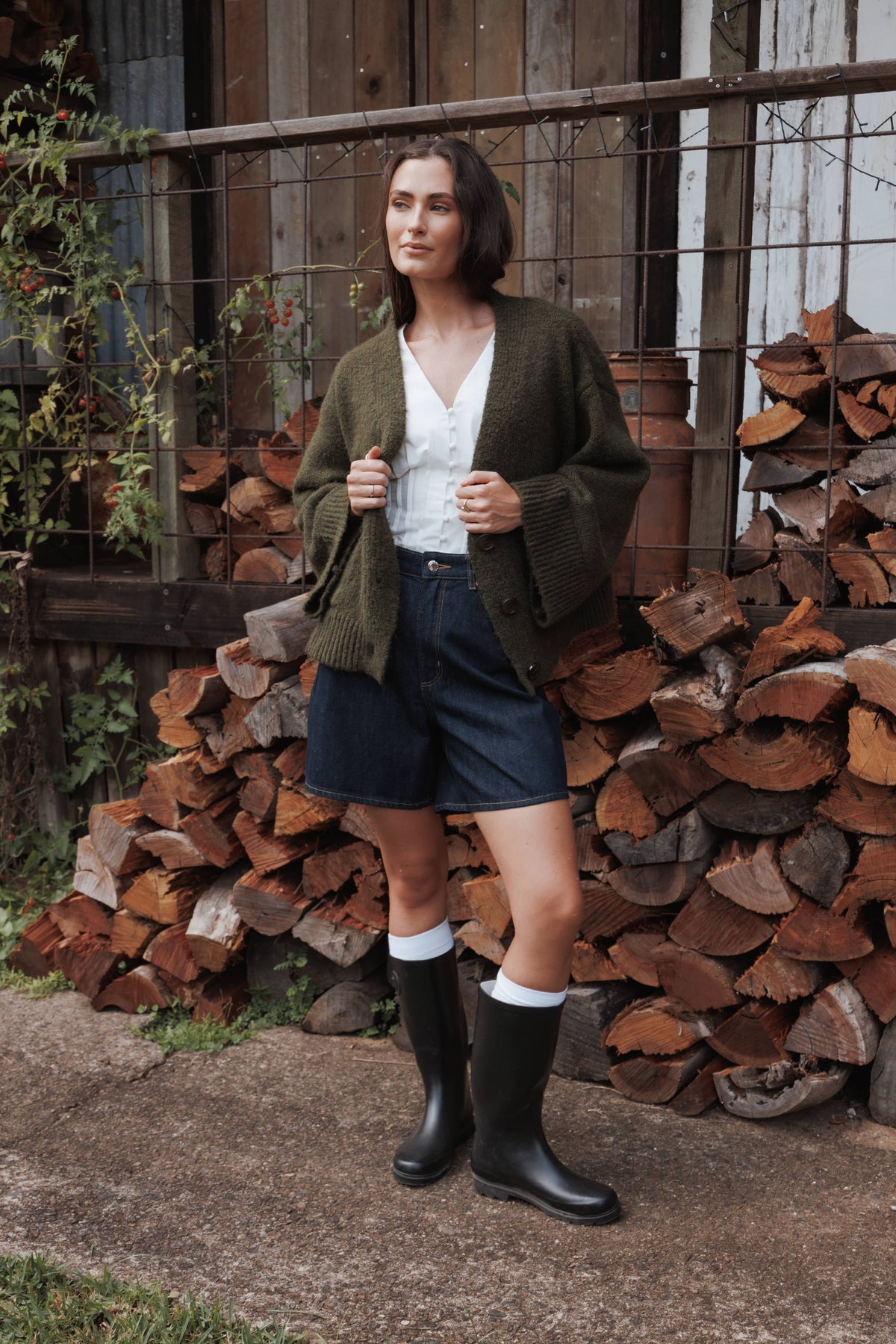 Petal and Pup USA KNITWEAR Fern Wide Sleeve Cardigan - Olive