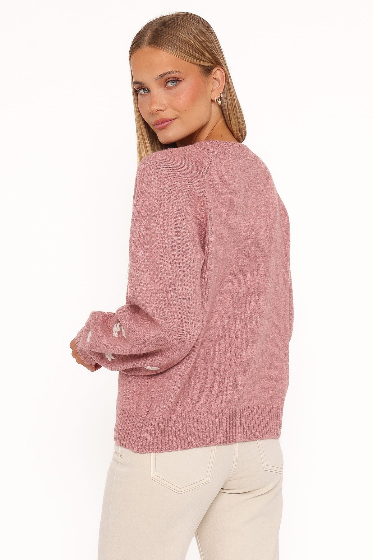 Petal and Pup USA KNITWEAR Fleming Flower Applique Sweater - Rose