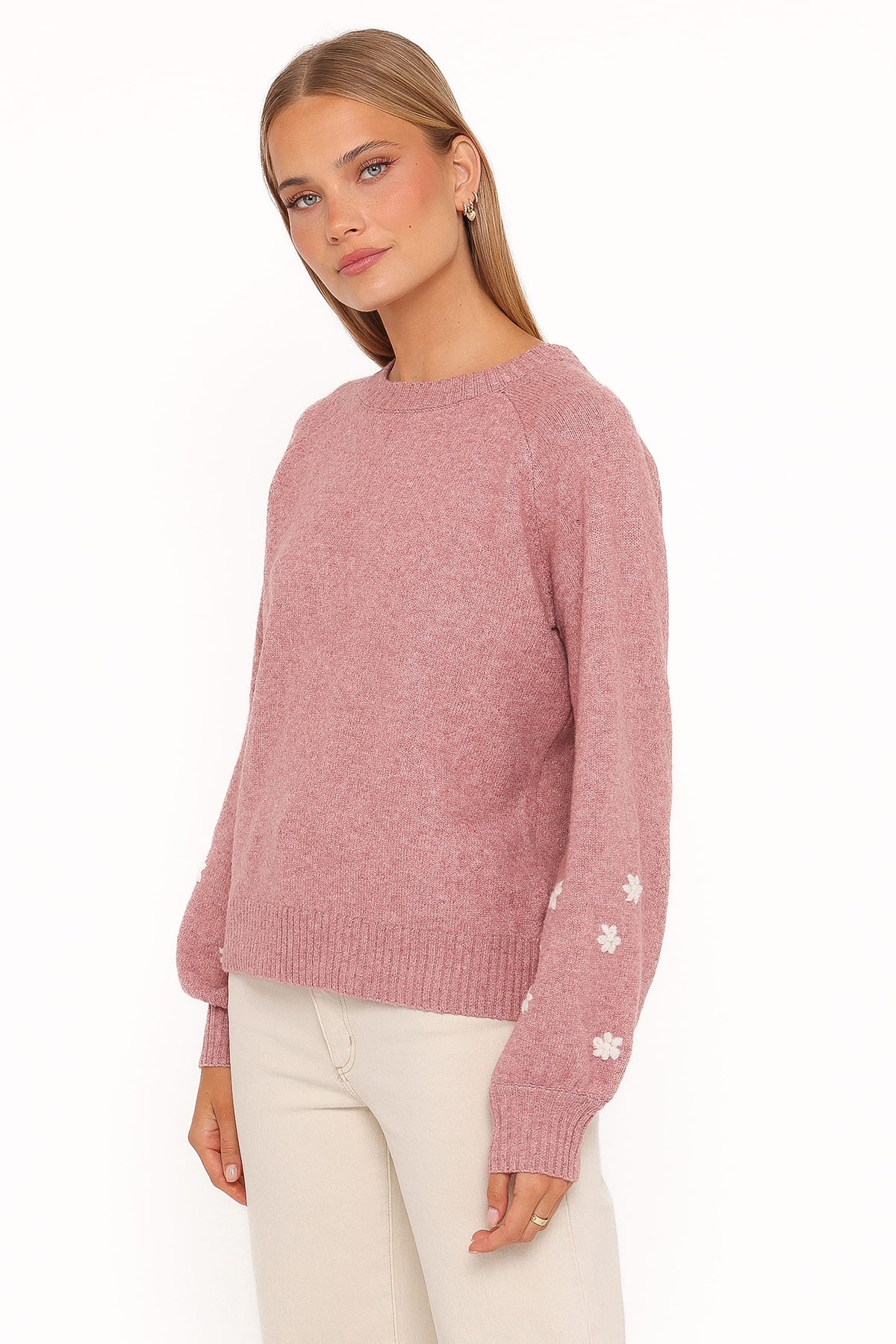Petal and Pup USA KNITWEAR Fleming Flower Applique Sweater - Rose