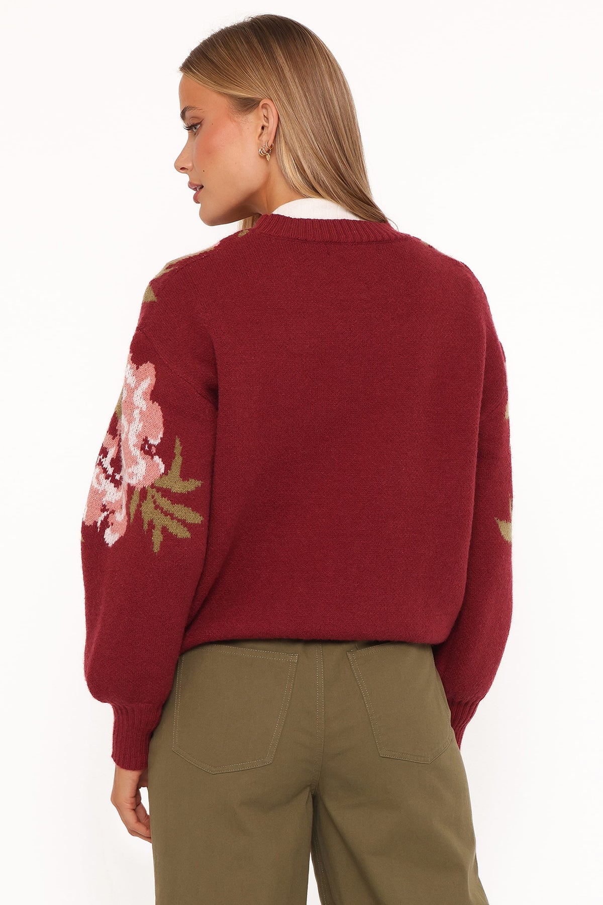Petal and Pup USA KNITWEAR Ford Sweater - Burgundy Pink Floral