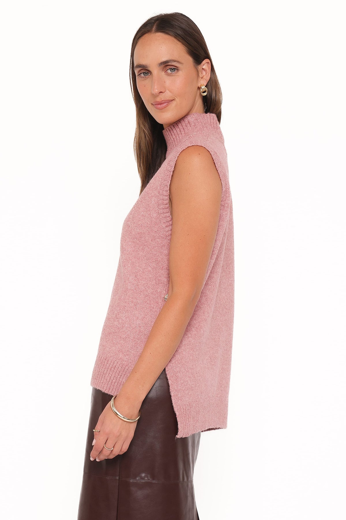 Petal and Pup USA KNITWEAR Freydis Side Button Sweater Top - Rose