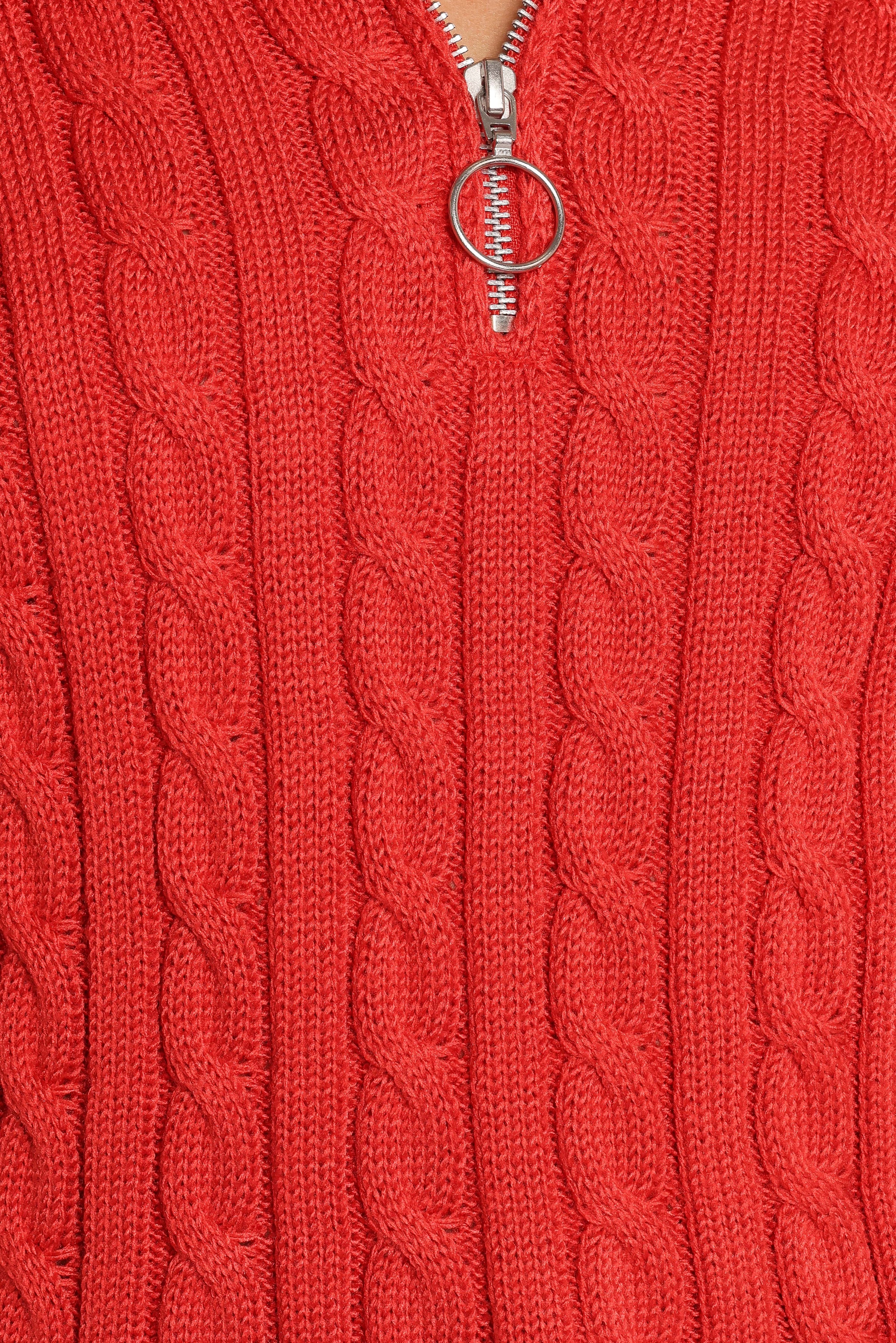 Petal and Pup USA KNITWEAR Frida Quarter Zip Knit Sweater - Red