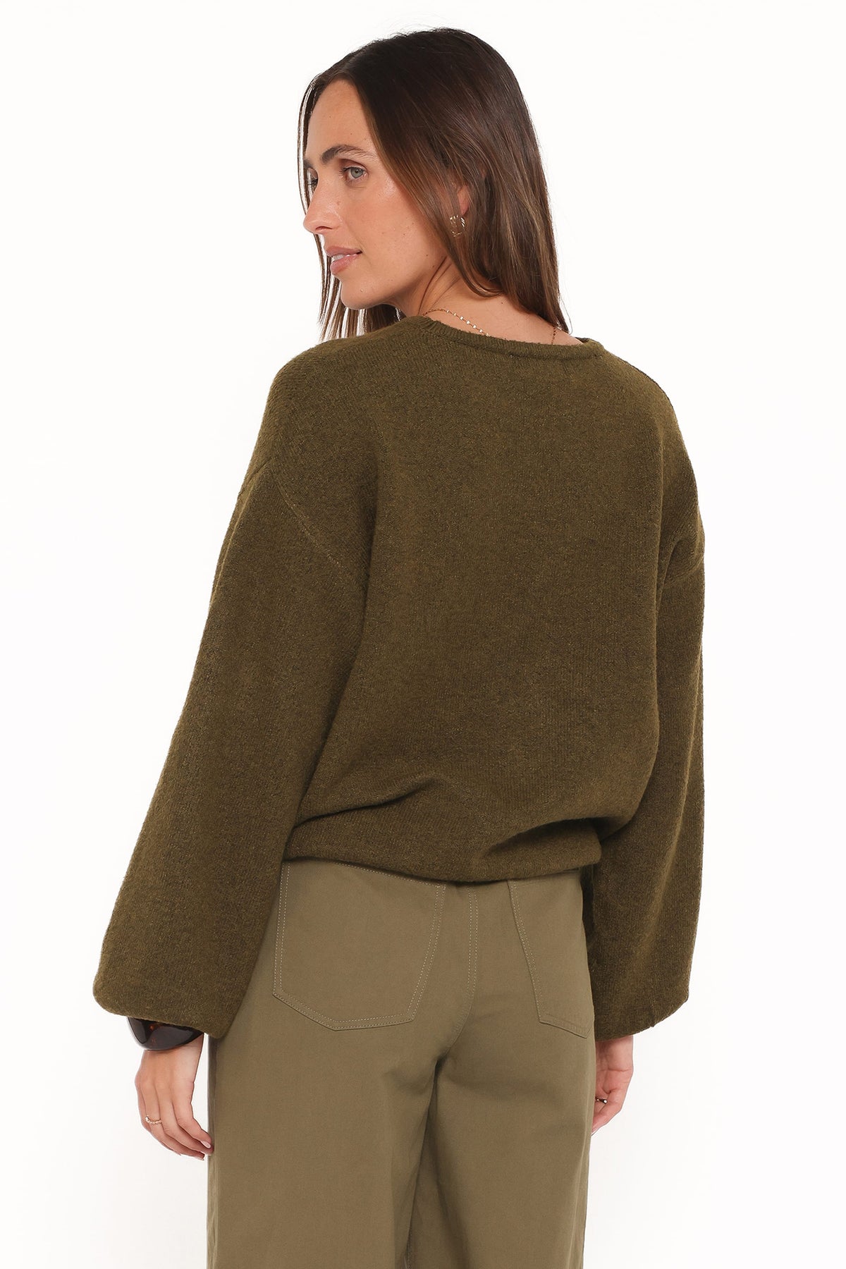 Petal and Pup USA KNITWEAR Galadriel Drawcord Sweater - Khaki