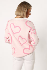Petal and Pup USA KNITWEAR Gracelynn Heart Knit Sweater - White