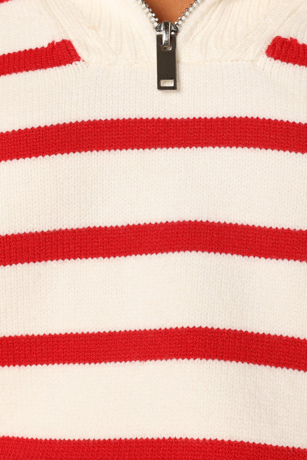 Petal and Pup USA KNITWEAR Guinevere Striped Quarter Zip - White Red