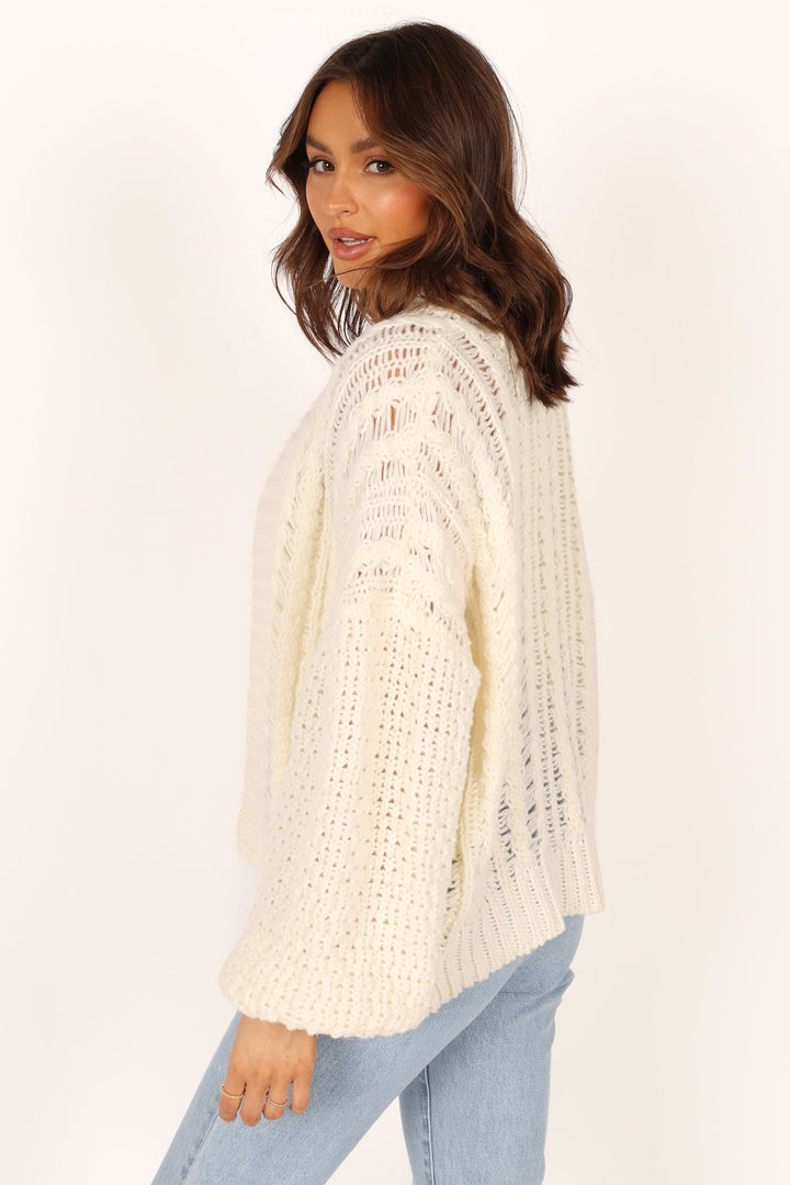 Hailey Oversized Sleeve Cardigan - Cream - Petal & Pup USA