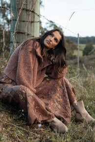 Petal and Pup USA KNITWEAR Hallow Collar Quarter Zip Sweater - Brown (Hold for Rack)