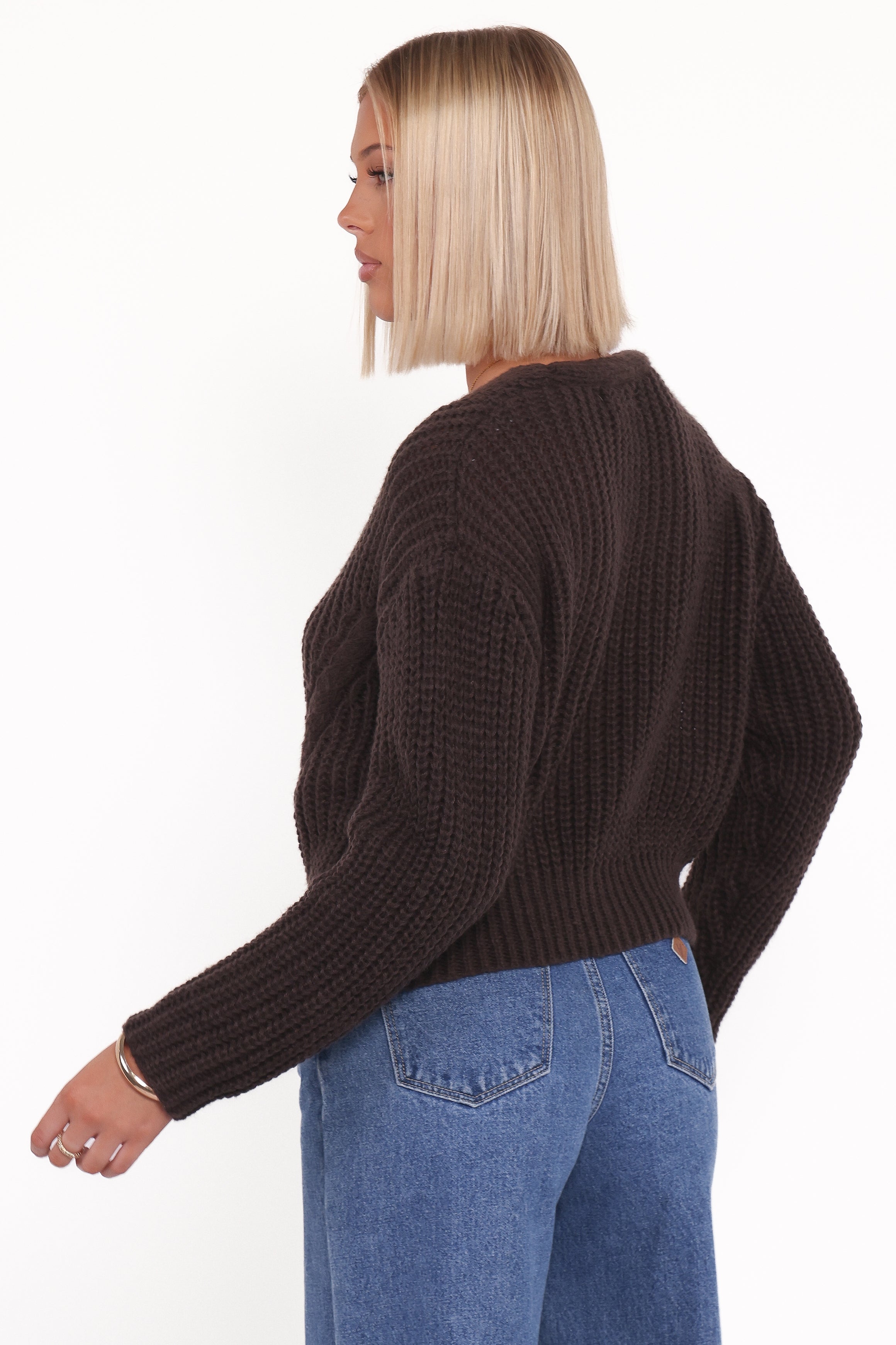 Petal and Pup USA KNITWEAR Henderson Thick Knit Cardigan - Brown