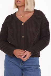 Petal and Pup USA KNITWEAR Henderson Thick Knit Cardigan - Brown